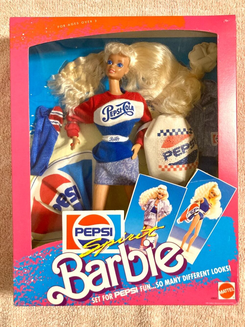 PEPSI SPIRIT 1989 Barbie #4869 NRFB & All Org Accessories Doll Mattel Collector